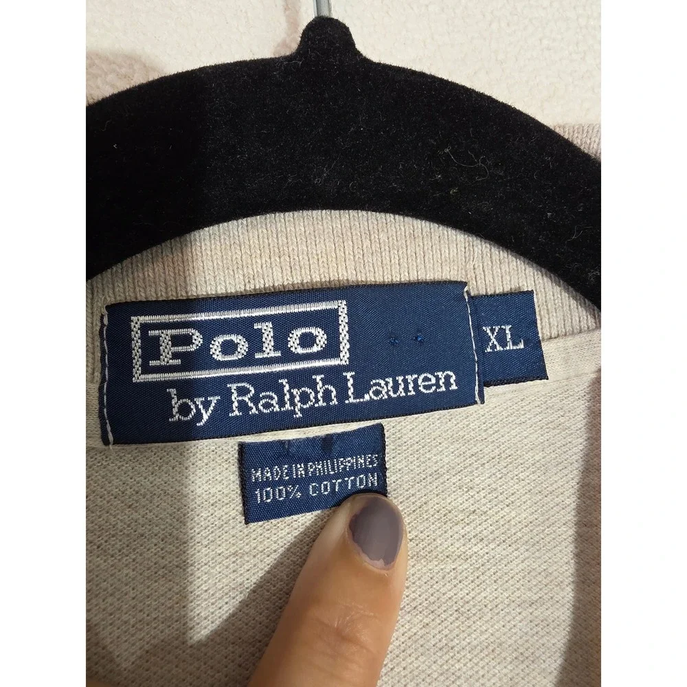 Polo Ralph Lauren Mens XL Oatmeal Heather Beige Cotton Pique Short Sleeve Polo